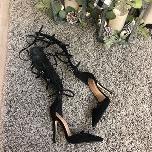 JustFab Gladiator Knee High Stiletto Boots